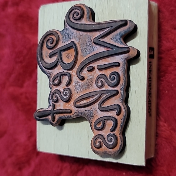 Best Wishes Phrase Wooden Rubber Stamp - Picture 2 of 3